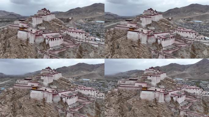 西藏日喀则江孜古堡航拍