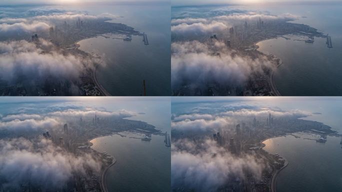 青岛 浮山湾 平流雾 清晨