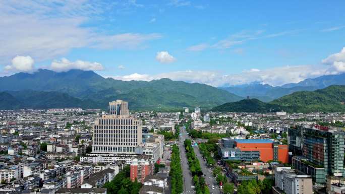 都江堰夏至第二天城市航拍