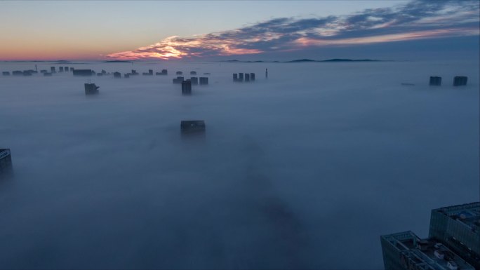 长春世纪广场建筑群平流雾日出延时-02