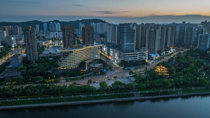 合川华帝王朝城市夜景内透航拍延时