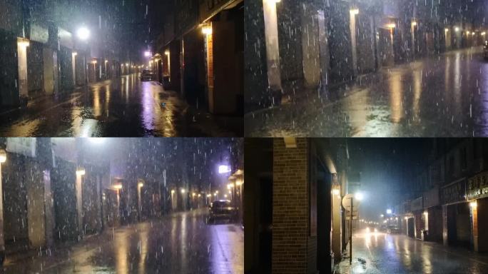 雨夜大雨夜街道暴雨雨夜滂沱大雨暴雨如注