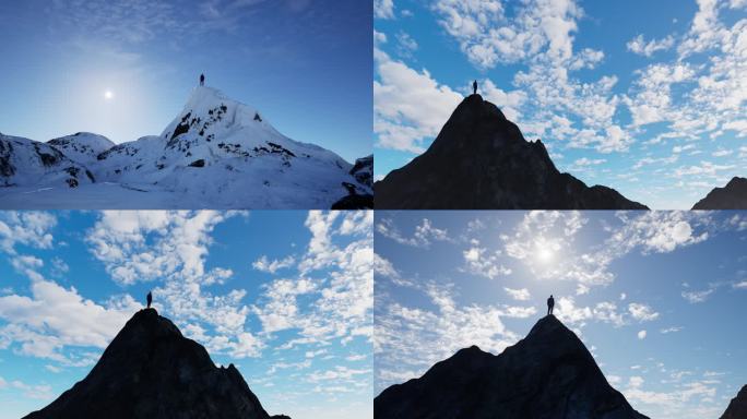 成功人士 奋进 登山者