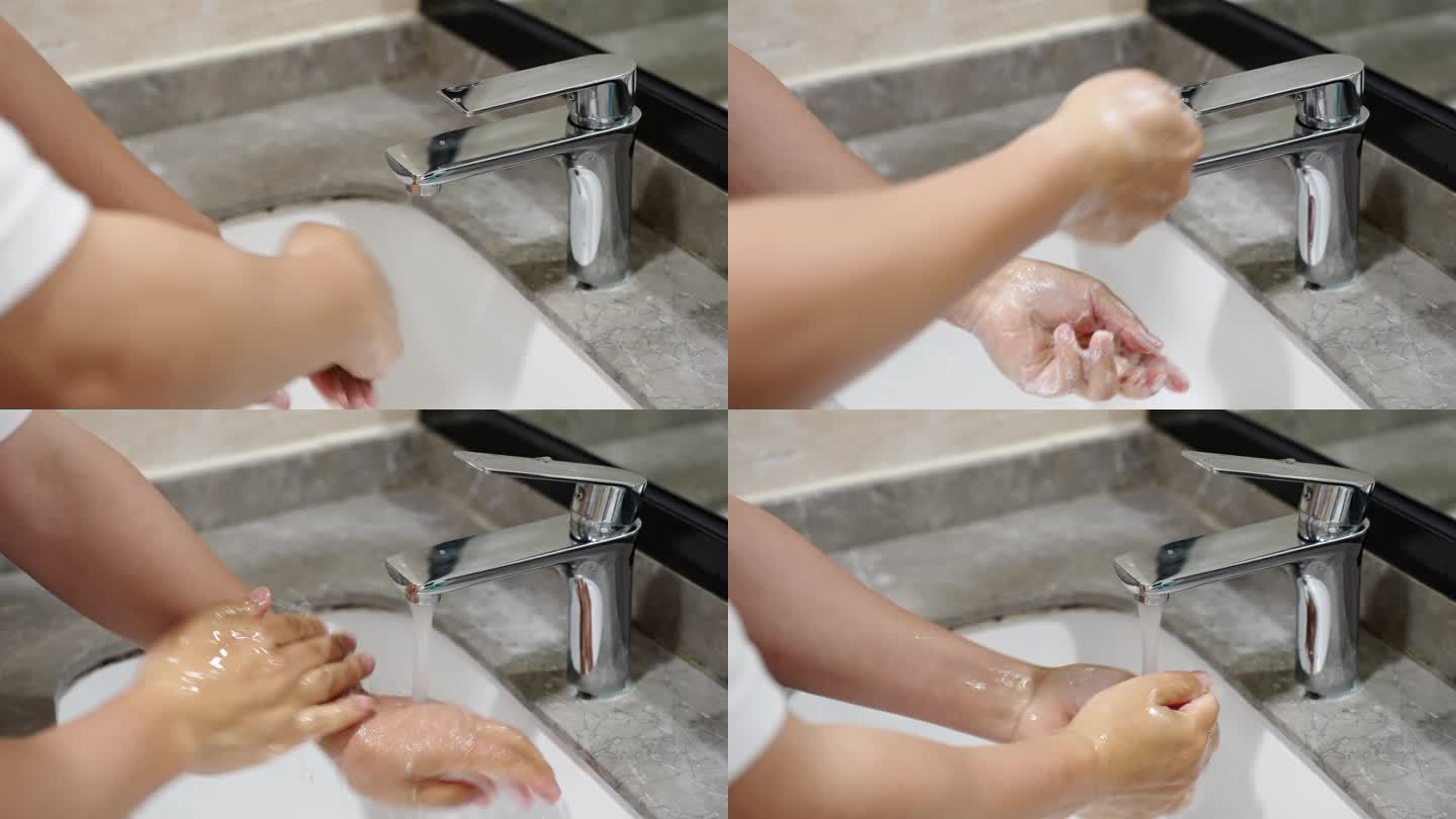 洗手 打开水龙头洗手