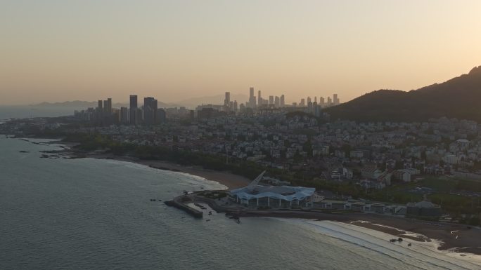 青岛城市规划展览馆看浮山湾日落