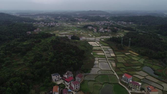 湖南邵阳洞口农村田园风光航拍