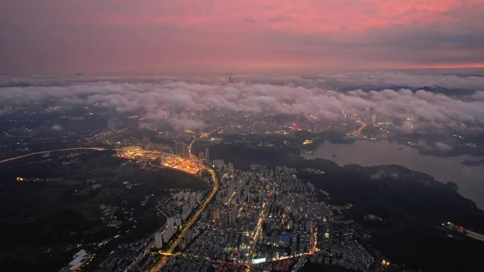 深圳日落云海夜景