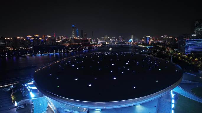 航拍上海世博园夜景
