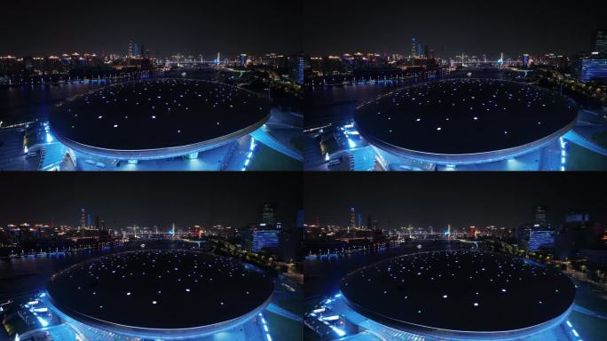 航拍上海世博园夜景