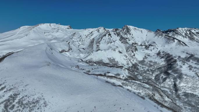 航拍吉林长白山天池景区雪山自然风光