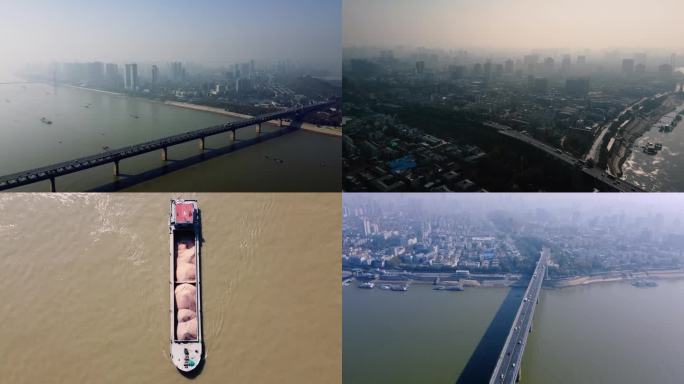 湖北武汉长江大桥航拍