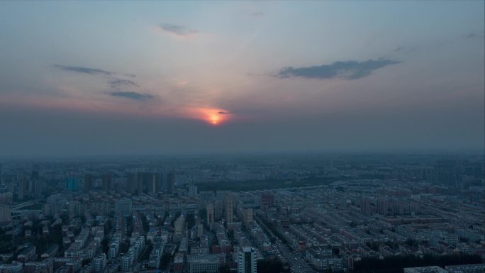 长春西朝阳路居民楼群日落延时