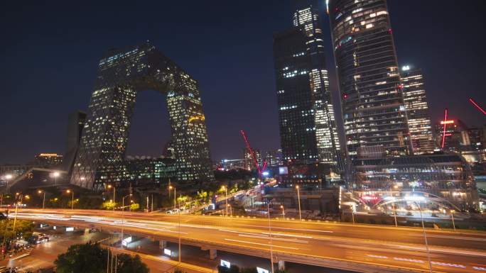 北京车流夜景延时