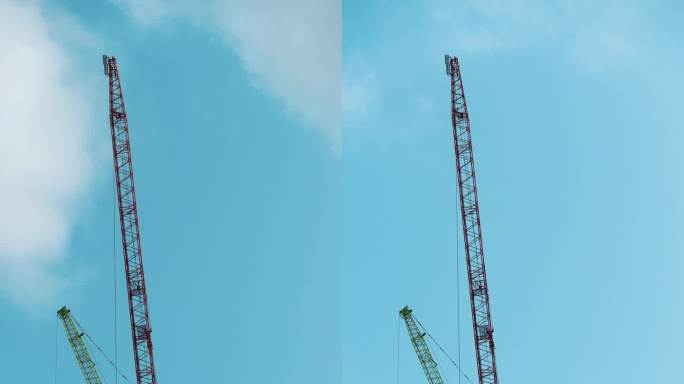 城市建设高楼建筑施工塔吊作业延时拍摄记录