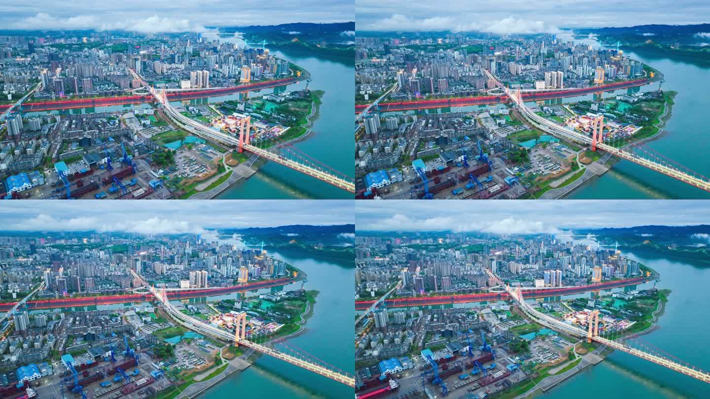 宜昌雨后天晴延时，五座桥清晰可见