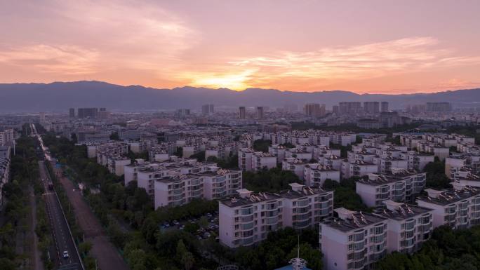 云南蒙自市区日出延时摄影