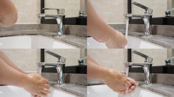 洗手 打开水龙头洗手