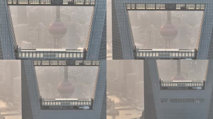 4K-Log-航拍上海城市地标建筑景观