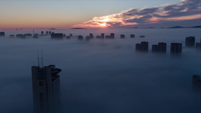 长春世纪广场建筑群平流雾日出延时-03