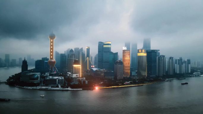 科技光上海城市未来航拍
