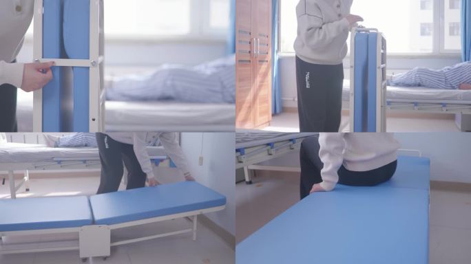 医院病房内陪护床使用病人与家人