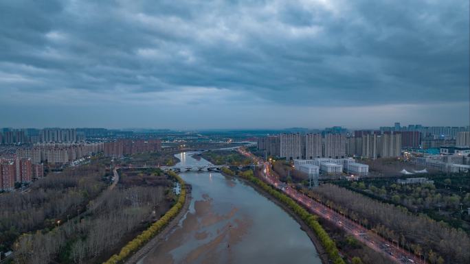 长春伊通河日转夜延时