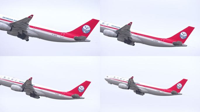 四川航空飞机在浦东机场起飞