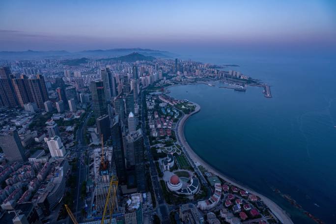 青岛 浮山湾 香港路 CBD 延时