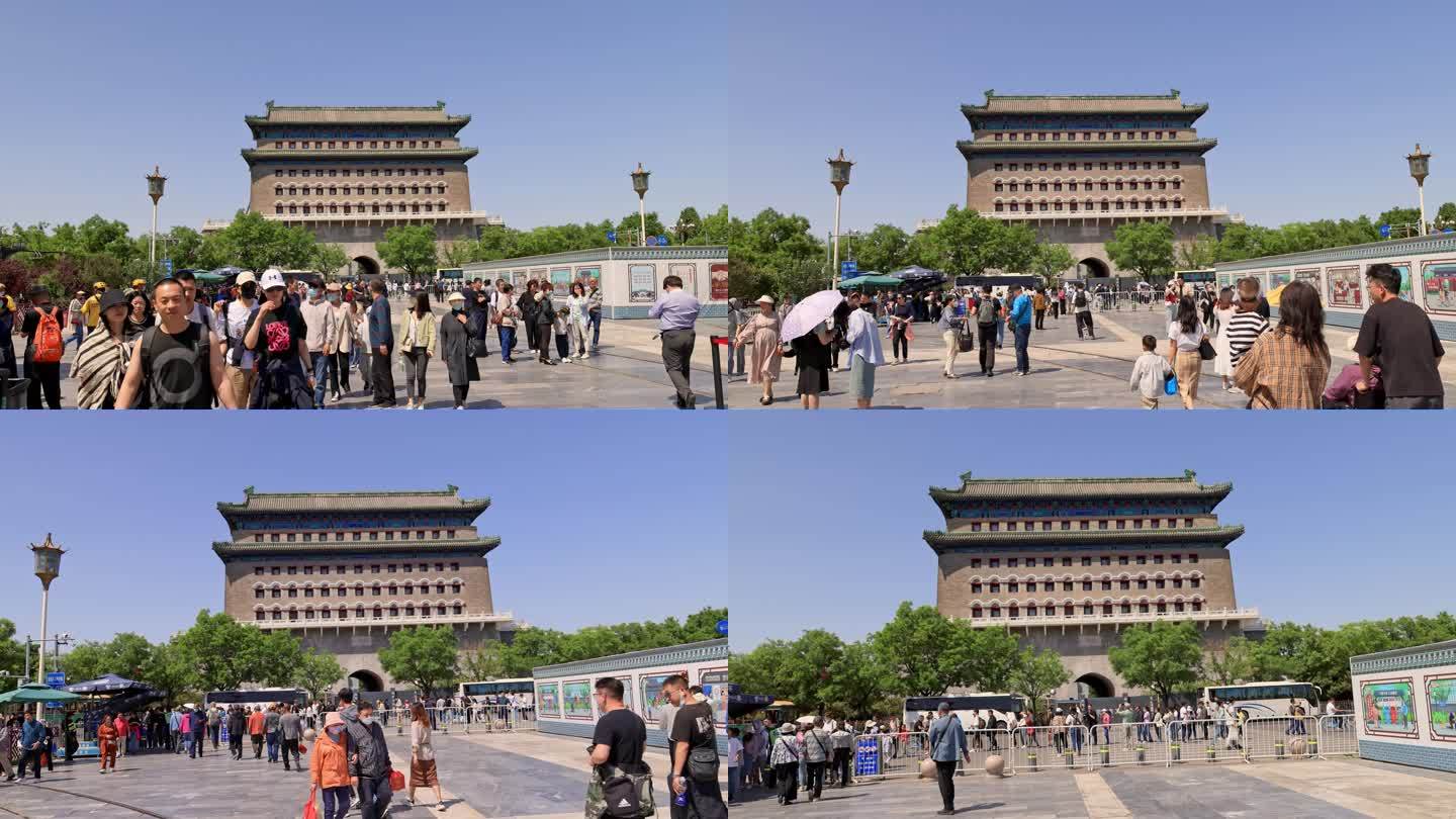 延时：游人众多的北京前门正阳门
