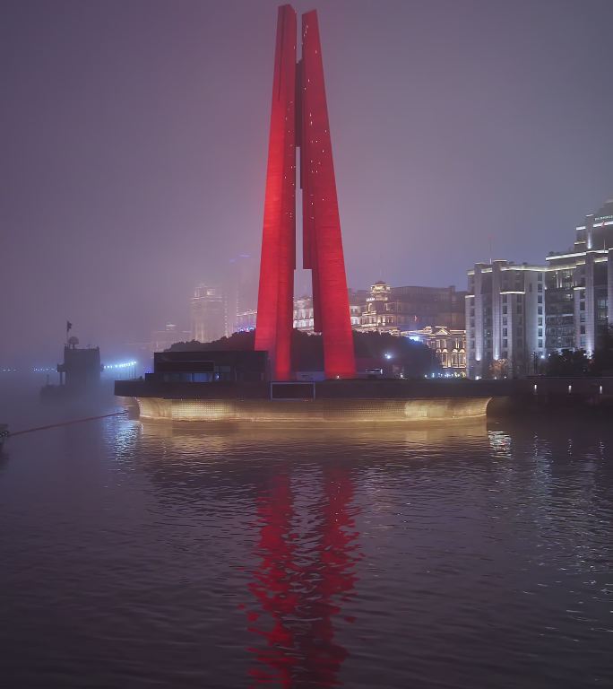上海市人民英雄纪念塔建筑夜景