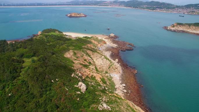 航拍原生态海岛风光碧海蓝天沙滩平潭大嵩岛