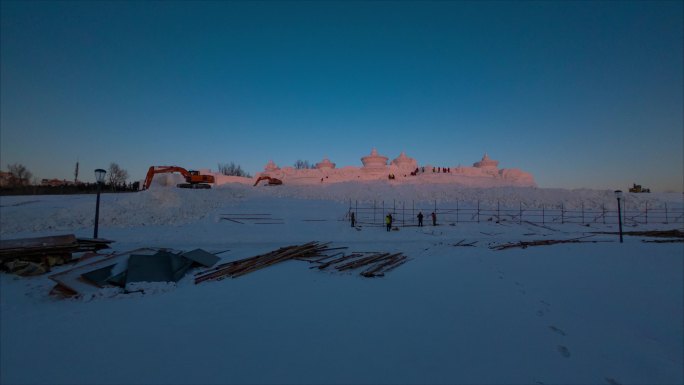 长春世界雕塑园雪雕建设延时