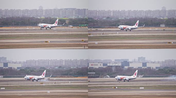 东方航空飞机在浦东机场降落