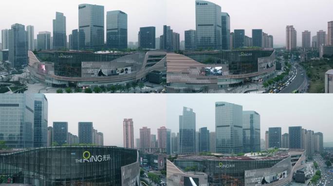 重庆城市光环购物商场航拍4K
