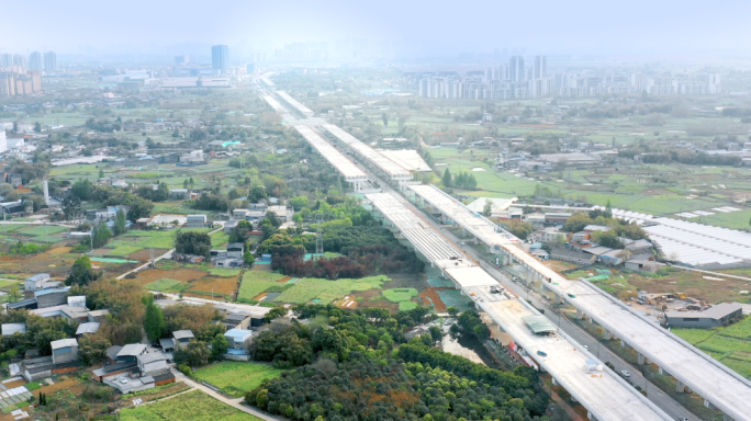 4K航拍四川高速公路立交桥交通枢纽建设