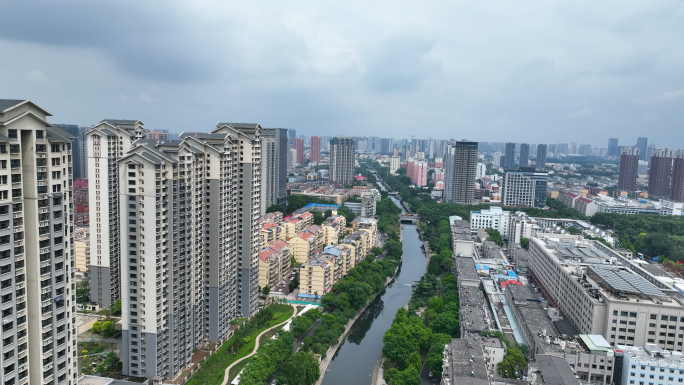 城市河道水系航拍