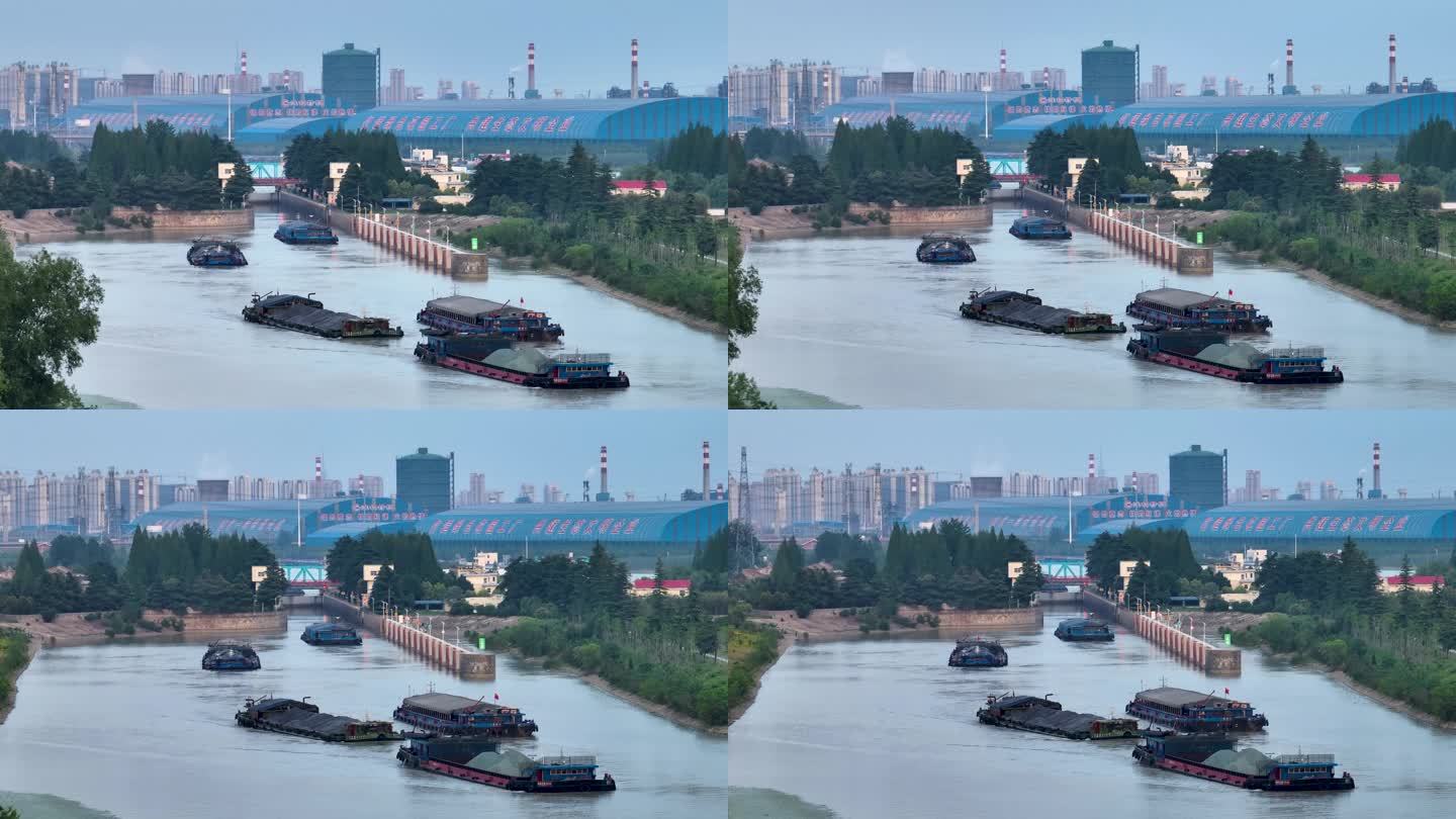 繁忙的中国大运河江苏淮安段