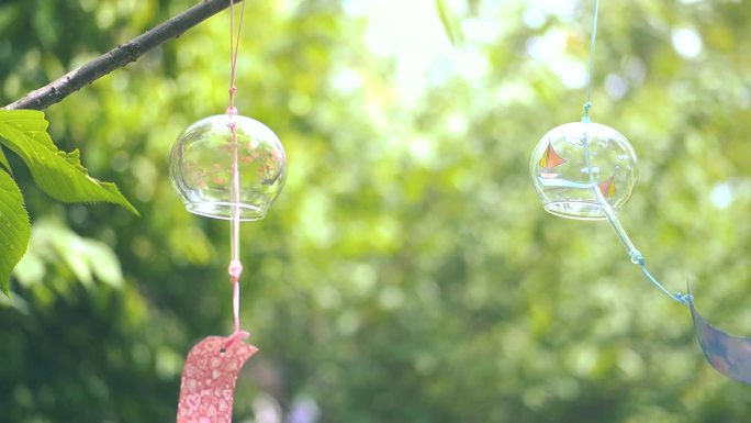 小清新风铃随风摆动 立夏 谷雨 夏日风铃