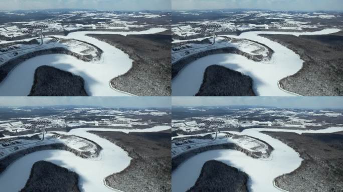 白山市抚松县松江河航拍冬季风光