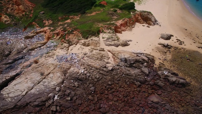 航拍原生态海岛风光碧海蓝天沙滩平潭大嵩岛