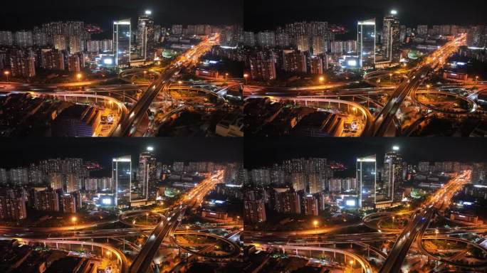 济南立交桥夜景延时摄影 交通发达便利车流