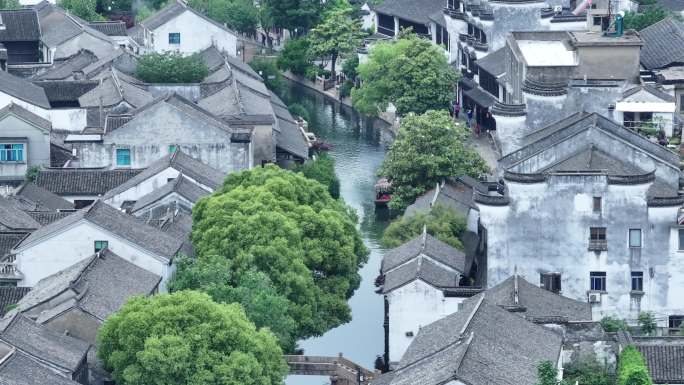 黎里 航拍 游船 景区 吴江 古镇 江南