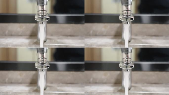 打开水龙头水龙头流水滴水实拍
