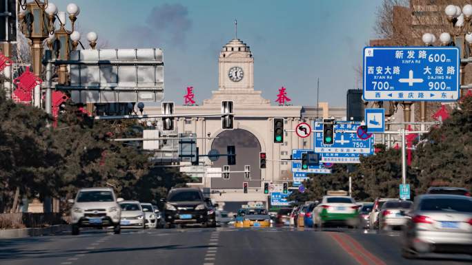 长春人民大街人民广场-长春站车流延时