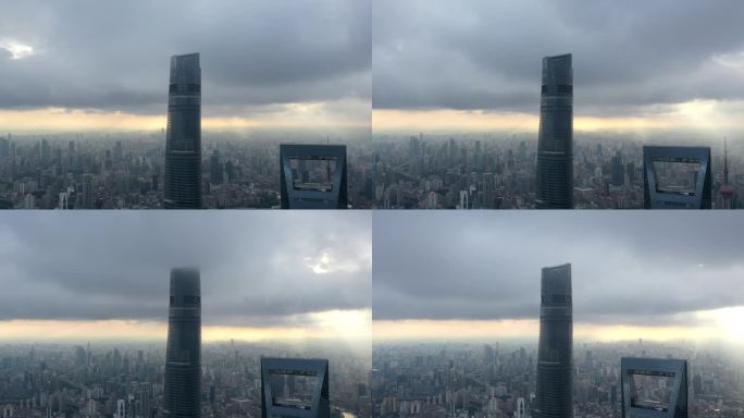 航拍延时-上海城市地标，上海中心大厦