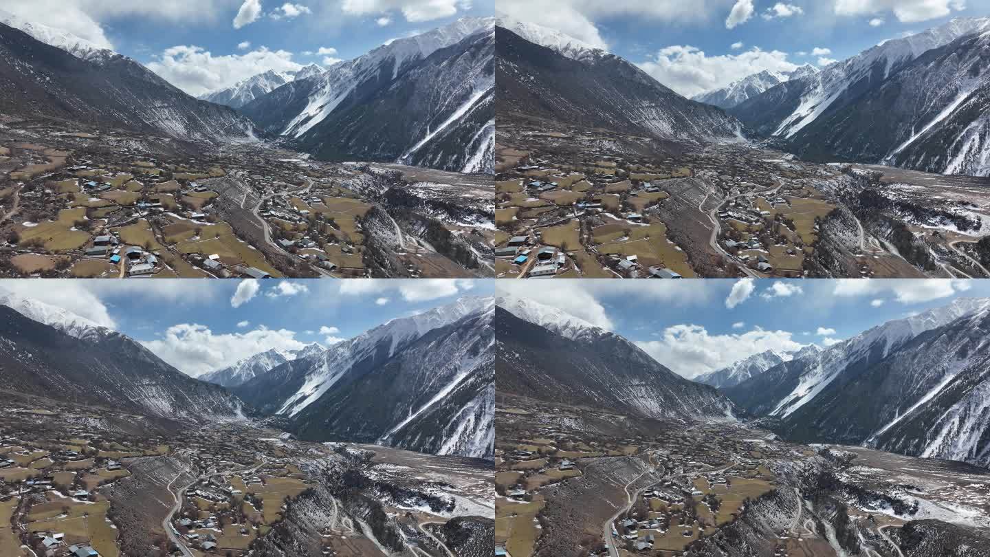 西藏村庄航拍古玉乡