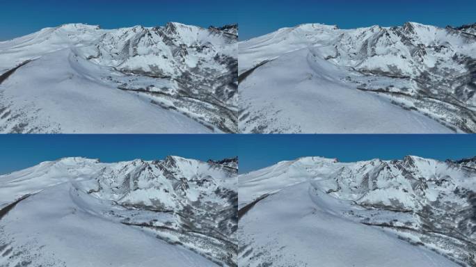 航拍吉林长白山天池景区雪山自然风光