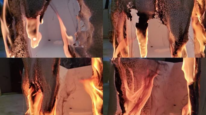 燃烧的塑料薄膜污染环境融化火焰有毒气体