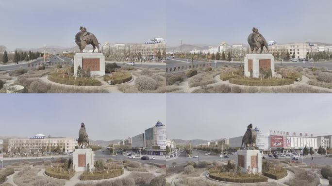 内蒙古乌拉特后旗骆驼雕塑4K航拍