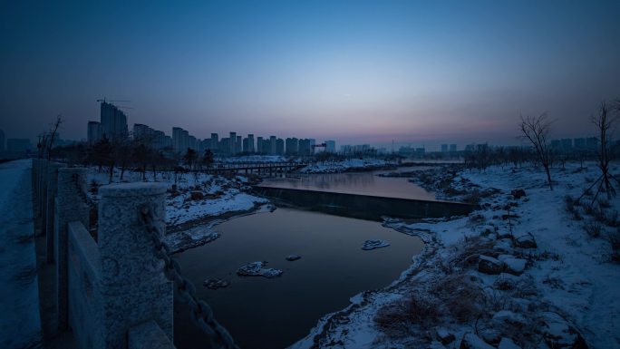 长春伊通河水云湾日出延时